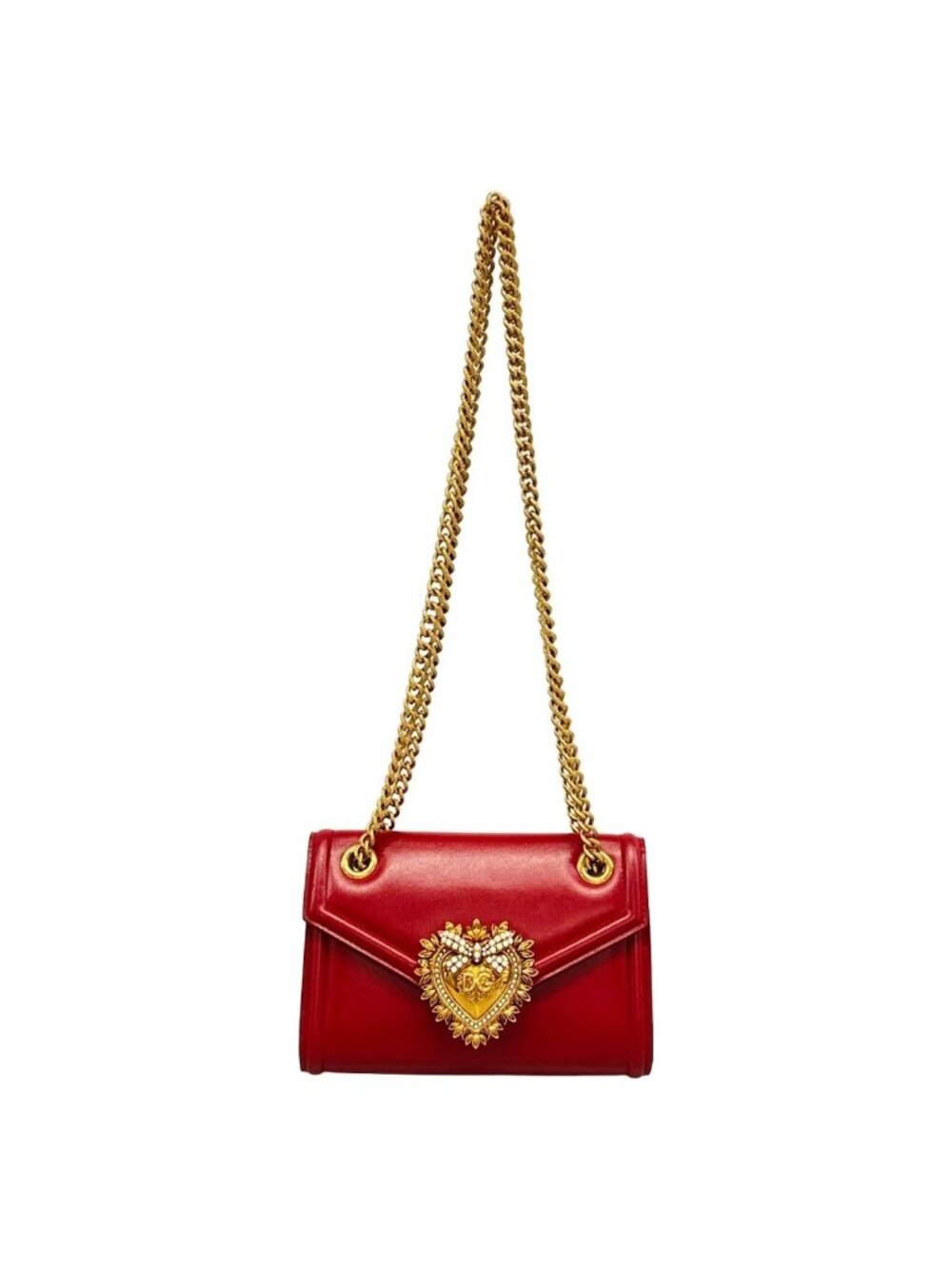Dolce & Gabbana Shoulder Bag Devotion Red Chain Leather